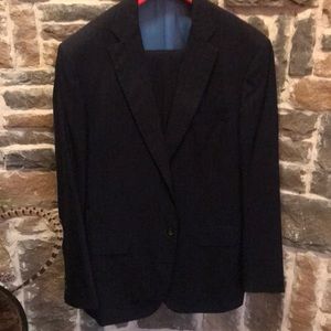 isaia navy pinstripe suit